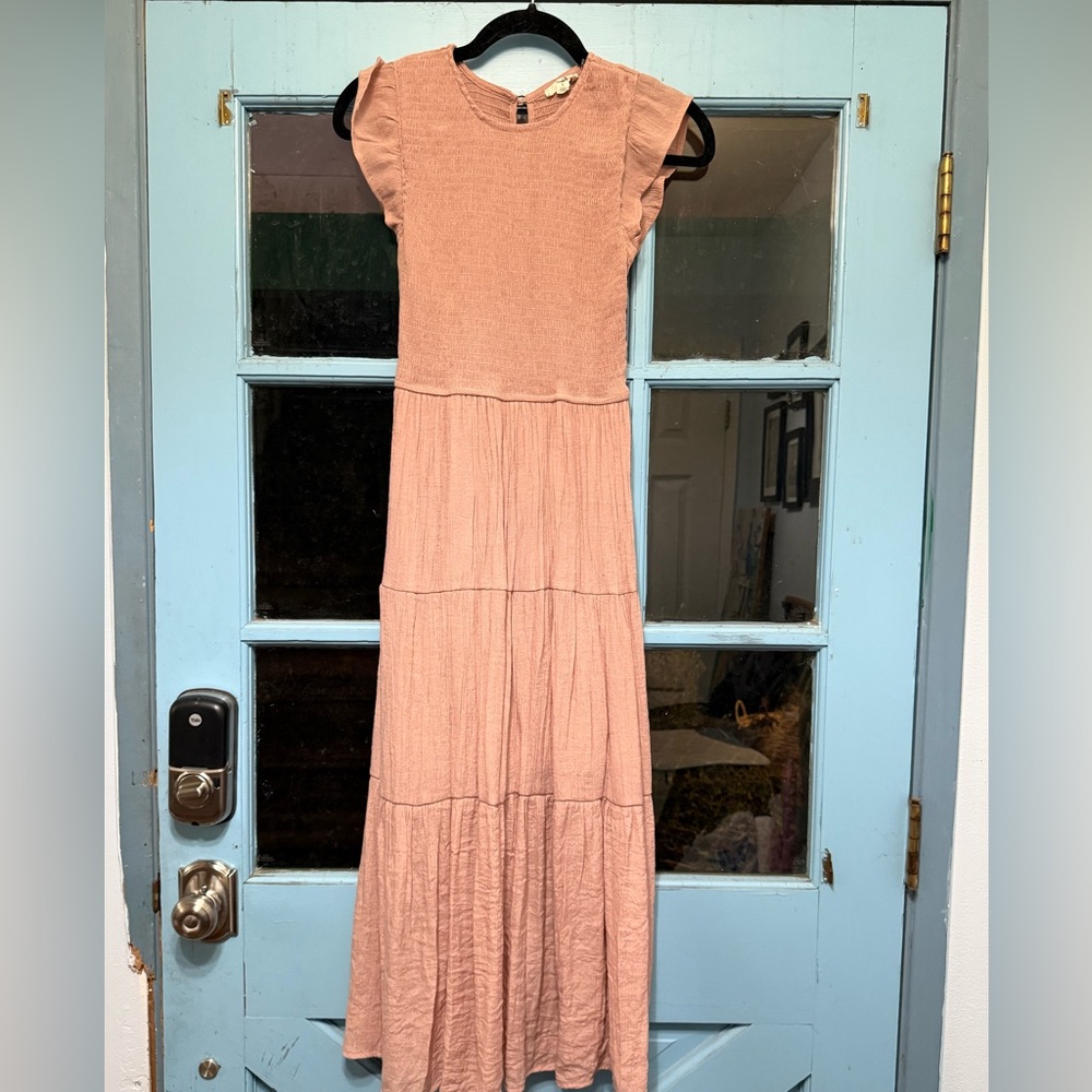 Mine Pink Short Sleeve Round Neck Maxi Sundress